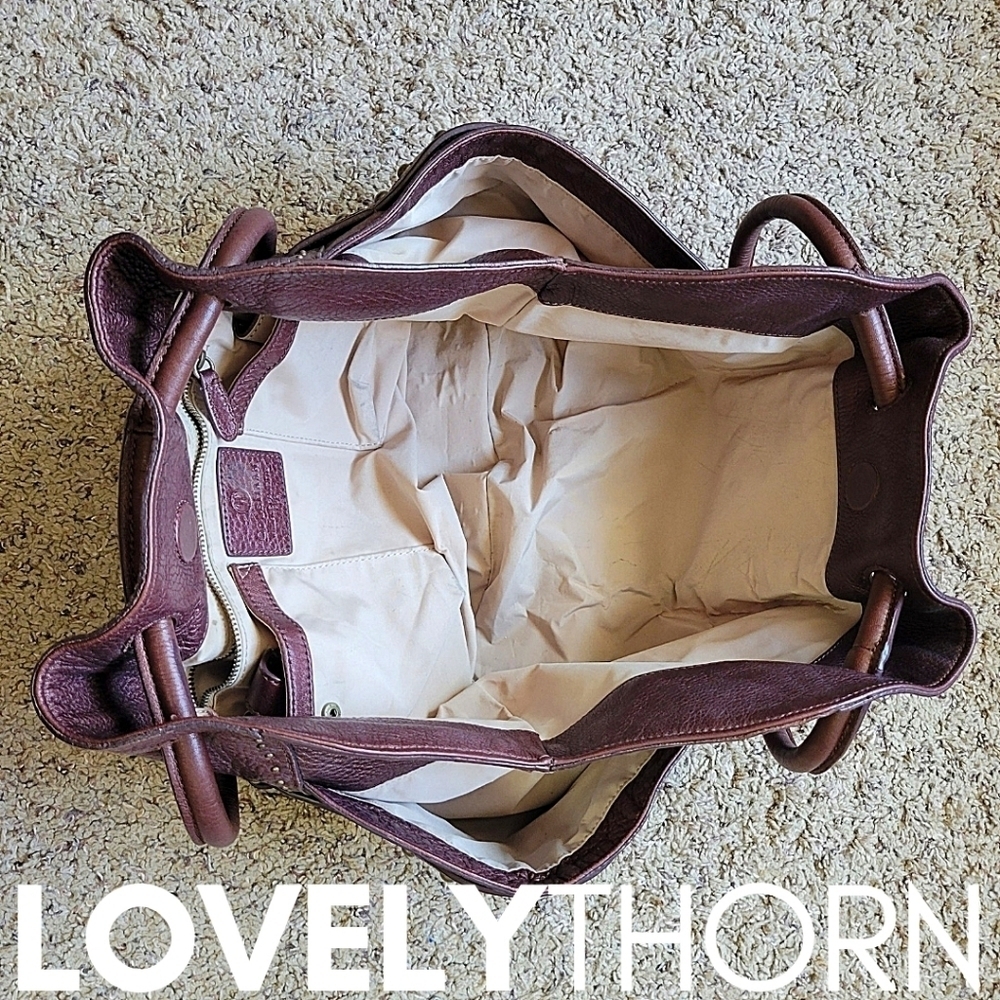 COLE HAAN // ltd ed buttery brown leather village paillette hobo bucket bag - Picture 5 of 16
